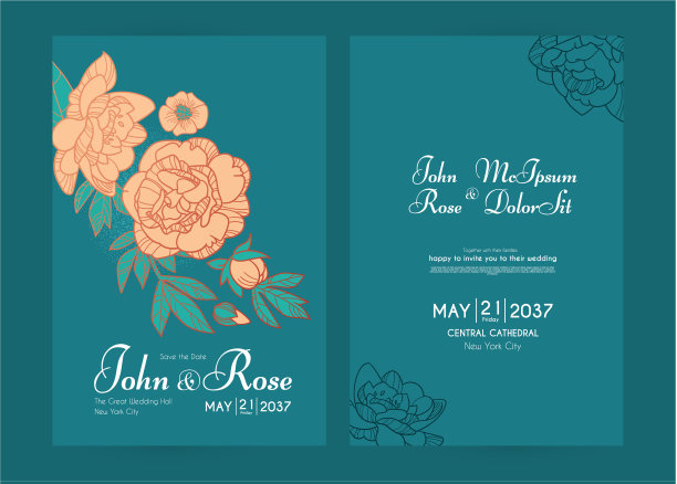 婚礼请柬集牡丹花和图片下载