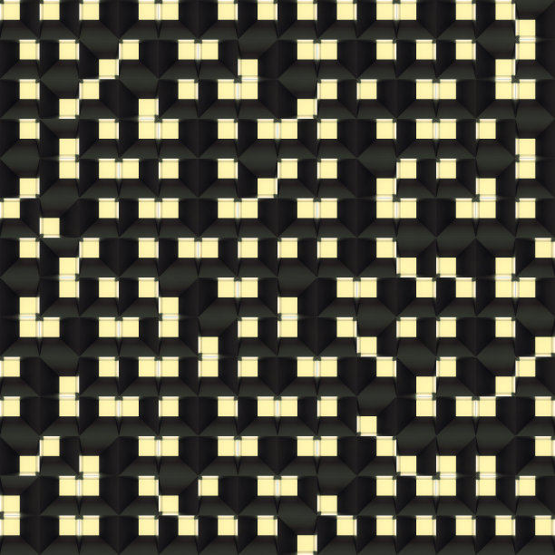 随机排列的发光立方形式的抽象几何图案。三维渲染数字插图图片下载