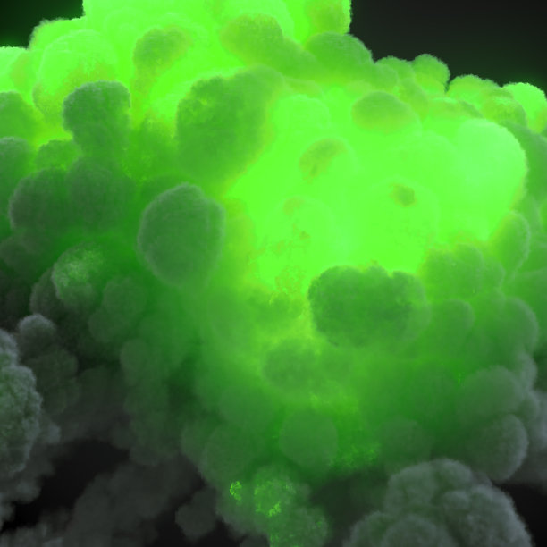 用绿色化学烟雾爆炸。三维渲染数字插图图片下载