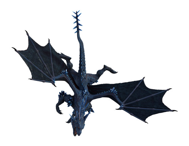 白色背景上的蓝色尖刺飞龙。图片下载