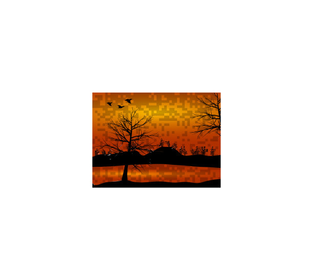 自然的乡村景色，树木和鸭子图片下载