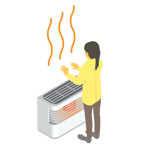 矢量插图的女人温暖她的手在火炉前图片下载