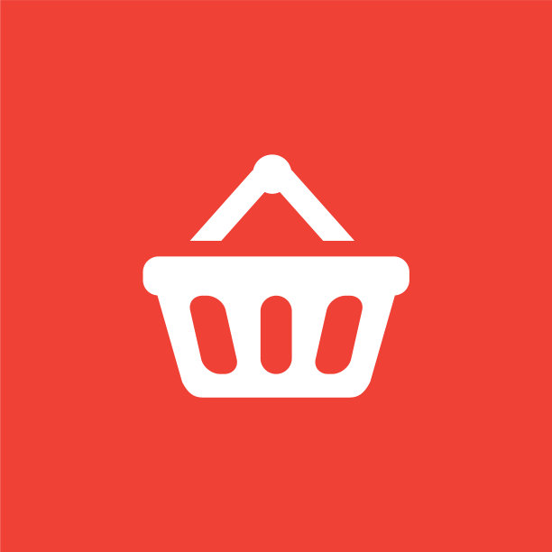 篮子红色图标上的白色背景红色平风格图片下载