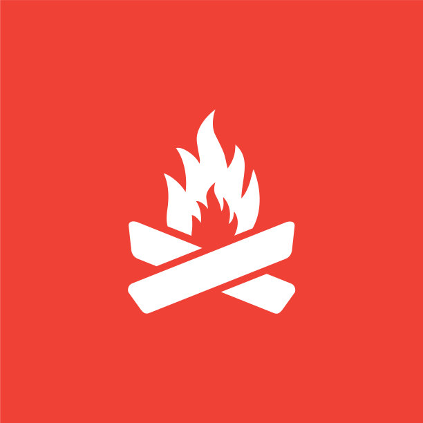 篝火图标上红色背景红色平风格图片下载