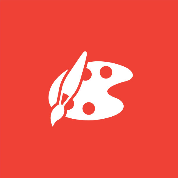 在红色背景上绘制调色板图标图片下载