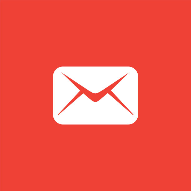 电子邮件图标上的红色背景红色扁平风格图片下载