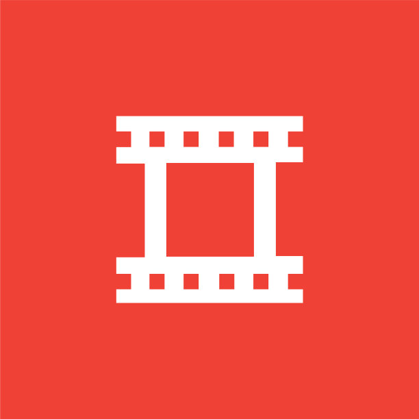 胶片条纹图标上的红色背景红色扁平风格图片下载