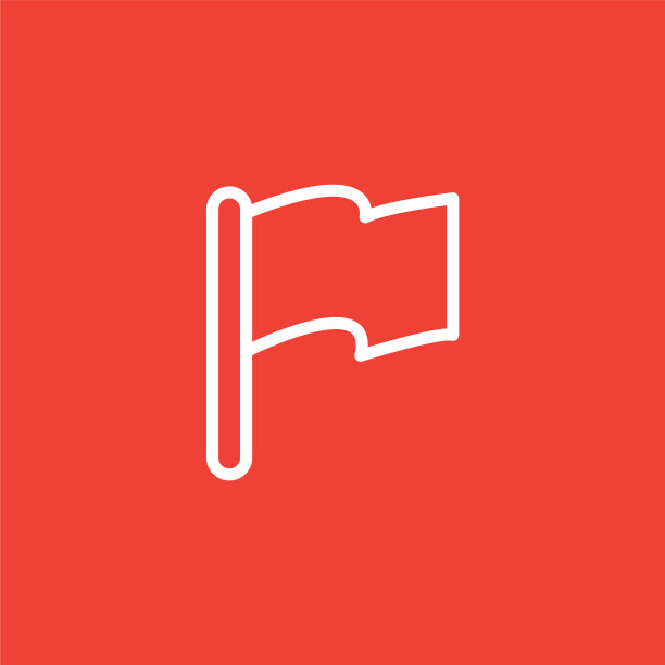 旗帜线图标上的红色背景红色平风格图片下载