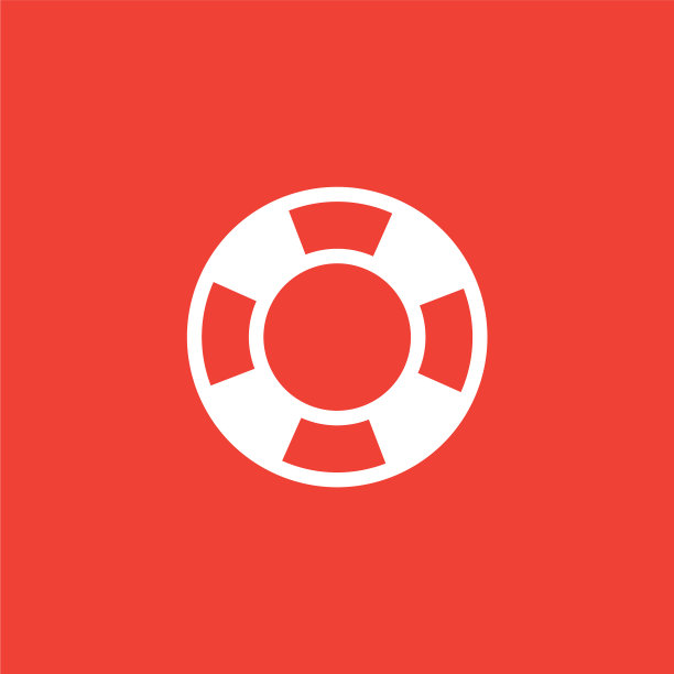 救生圈图标上的红色背景红色扁平风格图片下载