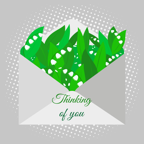 传统的信件感谢明信片花束图片下载