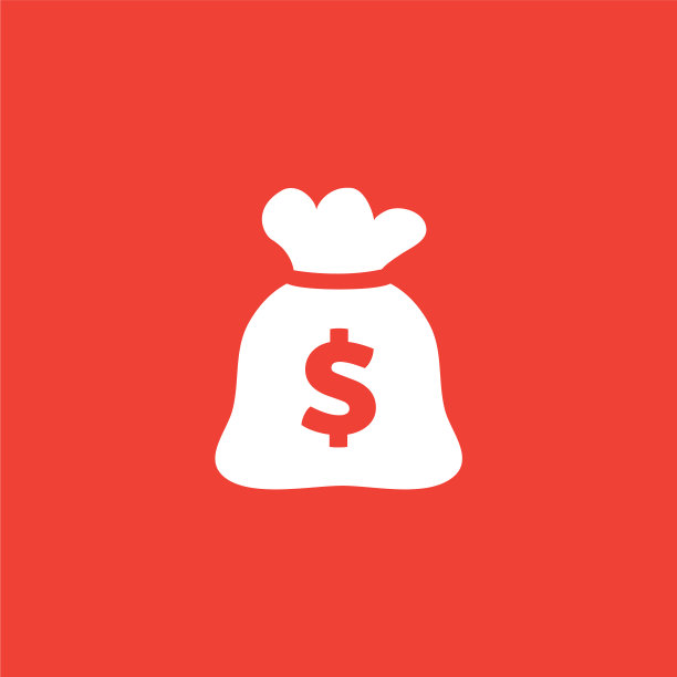 钱袋图标上的红色背景红色平风格图片下载