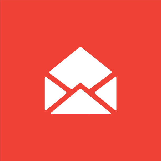 打开电子邮件图标上的红色背景红色扁平风格图片下载