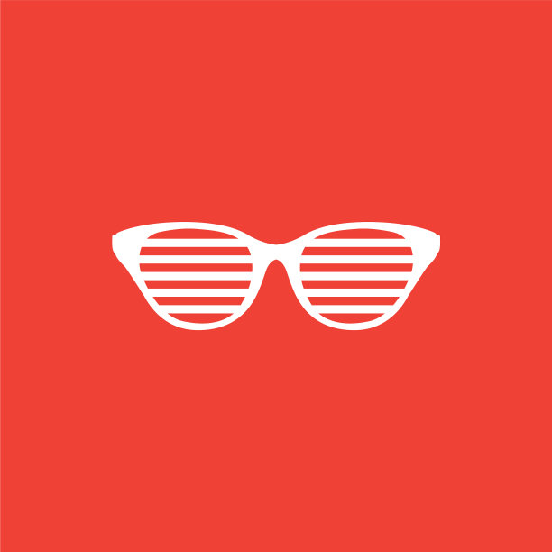 派对眼镜图标上的红色背景红色平坦图片下载