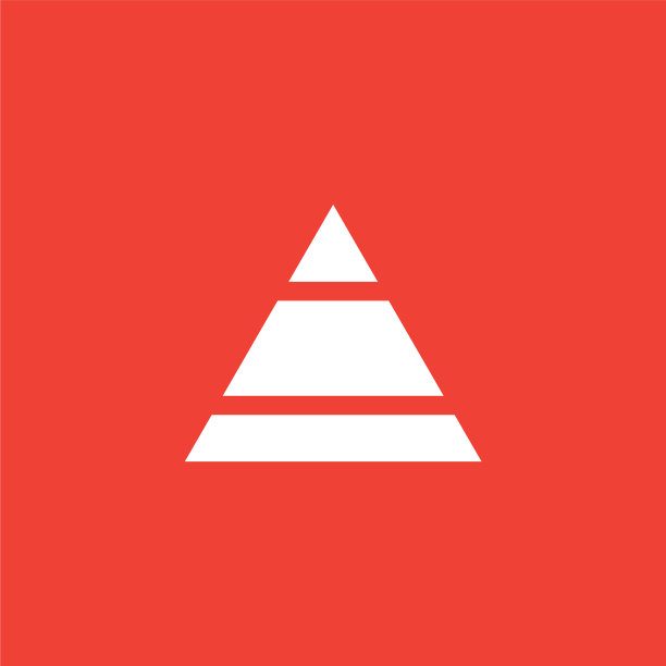 金字塔图标上的红色背景红色平风格图片下载
