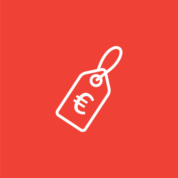 标签线图标上的红色背景红色平风格图片下载