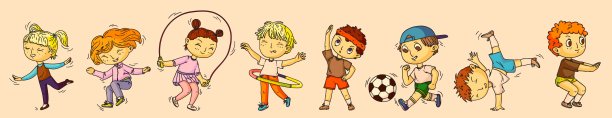 儿童运动。孤立的男孩和女孩图片下载