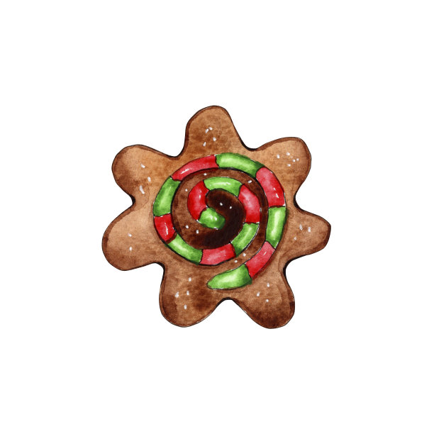 手绘水彩姜饼。图片下载