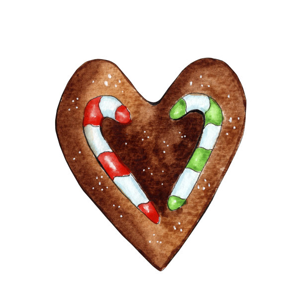 手绘水彩姜饼。图片下载