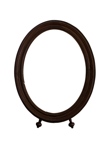 复古木制椭圆形镜框或雕刻照片孤立在白色图片下载