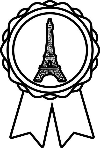 奖牌配埃菲尔铁塔法国线风格图片下载
