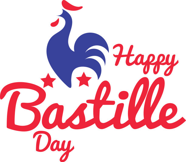 巴士底日的字母与公鸡手绘图片下载