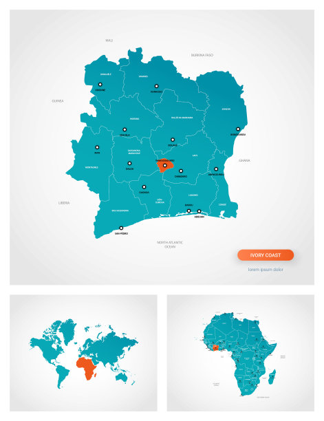 可编辑的模板映射象牙海岸图片下载