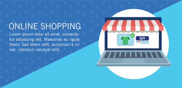 横幅网上购物与笔记本电脑购买衬衫图片下载