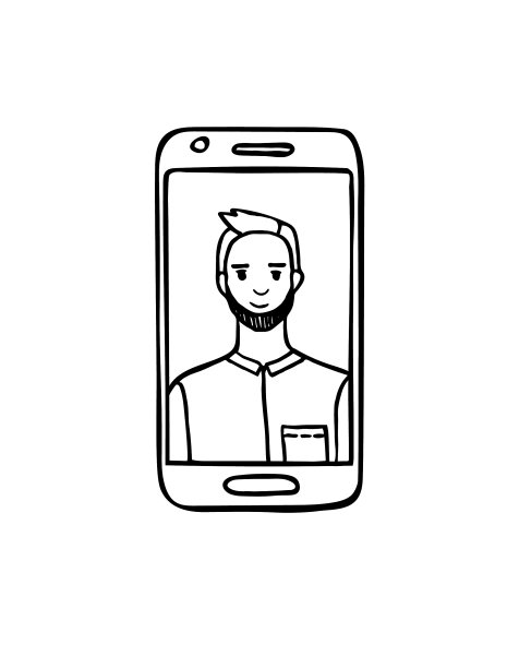 手机屏幕上的人简单的黑色轮廓图片下载