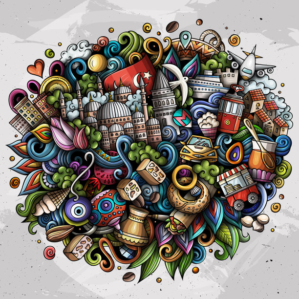 伊斯坦布尔手绘卡通涂鸦图片下载