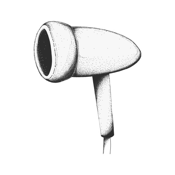 复古风格耳机白色背景。点彩派。图片下载