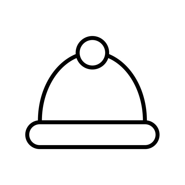 冬季帽子轮廓矢量图标。帽子图标为web，移动应用程序和UI设计。衣服插图孤立在白色背景。图片下载