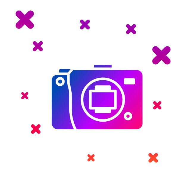 彩色无反光镜相机图标孤立在白色图片下载