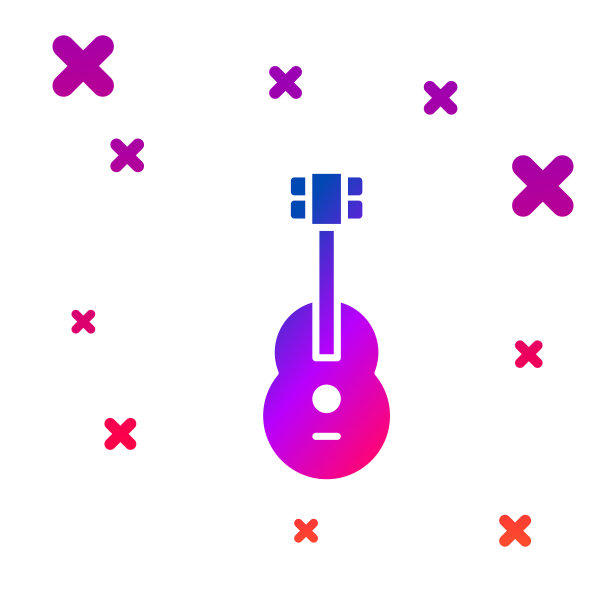 彩色吉他图标孤立的白色背景图片下载