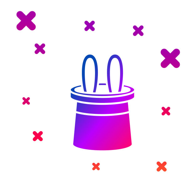 彩色魔术师帽子和兔耳朵图标隔离图片下载