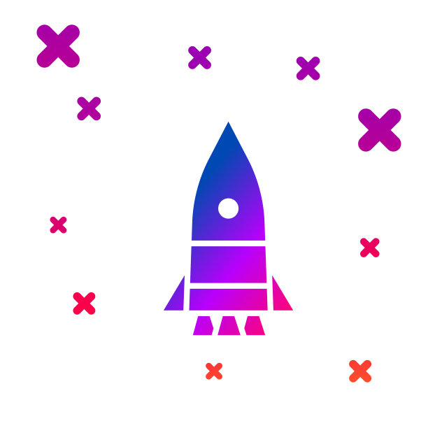 彩色火箭船图标孤立在白色图片下载