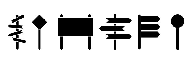 道路标志黑色图标设置。图片下载