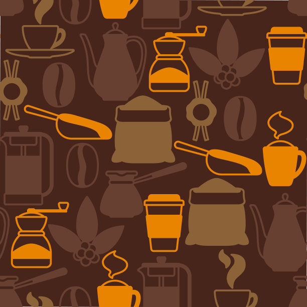 无缝模式与咖啡图标食物图片下载