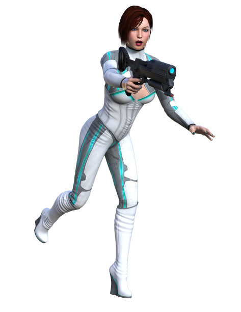 未来战士与枪，3d插图图片下载