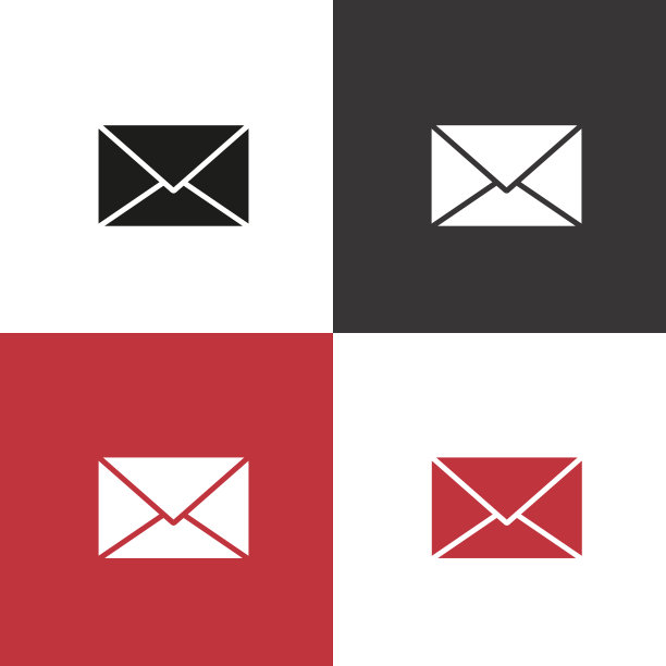 矢量图标信封黑色和红色图片下载