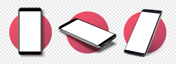 智能手机边框少黑屏，旋转位置。从不同角度看智能手机。模型的通用设备。智能手机向量集。信息图或演示3D逼真的手机模板。图片下载