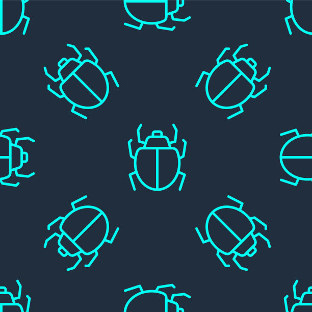 绿线螨图标孤立无缝模式在蓝色背景。向量图片下载