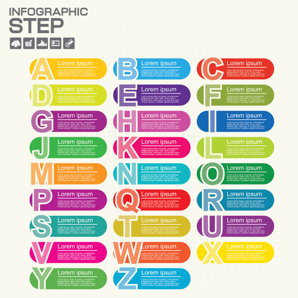 矢量字体信息图、图表、演示。字母A, B, C, D, E, F, G, H, k商业概念，包括选择，零件，步骤或过程。图片下载
