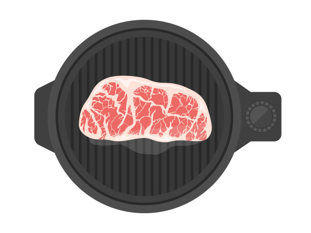 把牛排放在热盘子上烤。图片下载