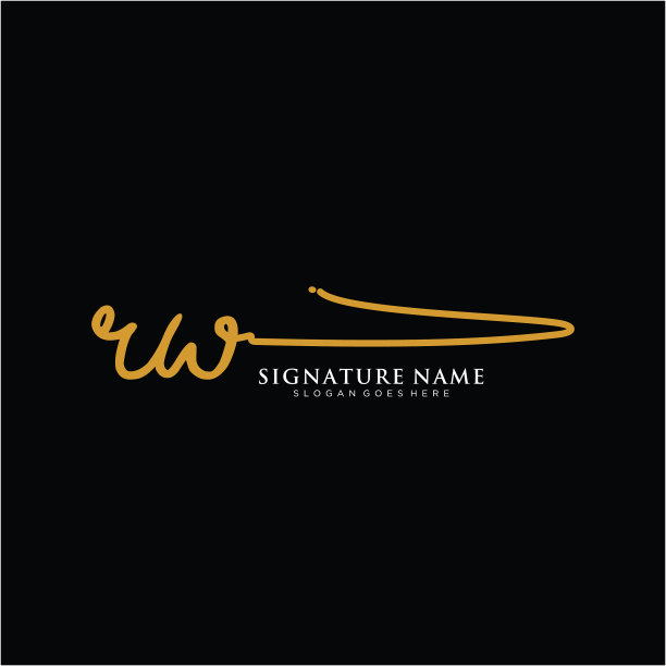 字母rw签名标志模板图片下载