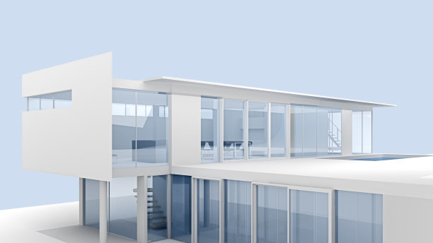 现代简约的白色别墅外观图片下载