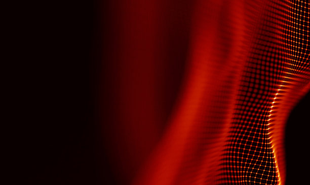 抽象红色几何背景。连接结构。科学背景。未来技术HUD元素。连接着点和线。大数据可视化与商业。图片下载