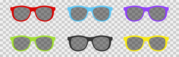 彩色的透明镜片太阳镜。夏季配件。向量集合图片下载