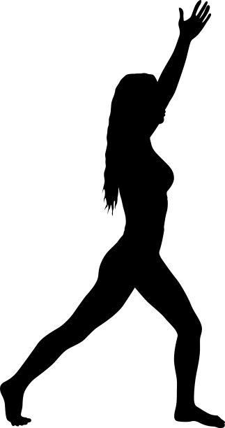 剪影女孩在瑜伽课上在一个白色的姿势图片下载