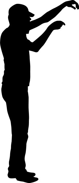 黑色的剪影，一个人的手臂高举在白色的图片下载