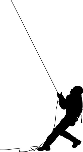 黑色剪影工匠在白色上拉绳子图片下载